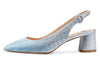 Aachcol Womens Chunky Block Heels Slingback Pumps Slip-on Pointy Toe 5CM Heel Glitter Sandals