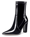 Aachcol Women's High Heels Ankle Boots Pointed Toe Boot with Zipper Basic Office Boot 4" Chunky Heel Shoes