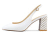 Aachcol Womens Slingback Chunky Heels Pumps Comfortable Leather Square-Toe Block Mid-Heels Office Classic Fashion Shoes 7.5 cm Heel