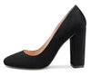 Aachcol Womens High Heels Round Toe Pumps Slip-on 10CM Chunky Block Heel Office