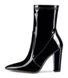 Aachcol Women's High Heels Ankle Boots Pointed Toe Boot with Zipper Basic Office Boot 4" Chunky Heel Shoes