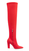 Aachcol Women's High Heels Over Knee Boots Pointed-Toe Sexy Boot with Zipper Basic Office Boot 4" Chunky Heel Shoes