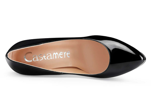 CASTAMERE Womens High Heels Platform Pumps Slip-on Stilettos 12CM Heel Office Dress Patent Shoes