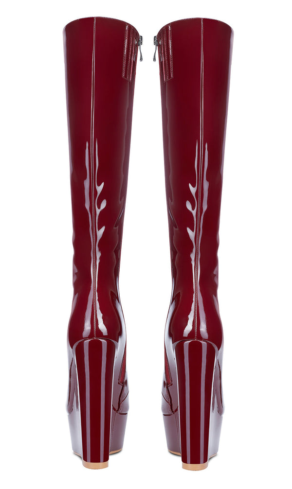 Aachcol Women's High Heels Platform Wedge Mid Calf Boots Round-Toe Lace-Up Boot with Zipper Basic Office Boot 6" Heel Shoes