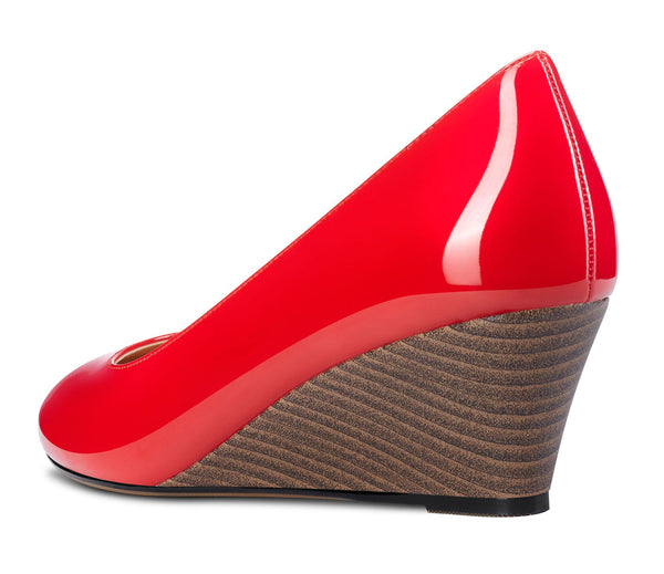 Aachcol Womens Wedge Heels Pumps Comfort Slip-on Round-Toe Basic Pump 2Inch Mid-Heel