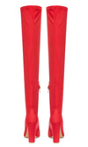 Aachcol Women's High Heels Over Knee Boots Pointed-Toe Sexy Boot with Zipper Basic Office Boot 4" Chunky Heel Shoes