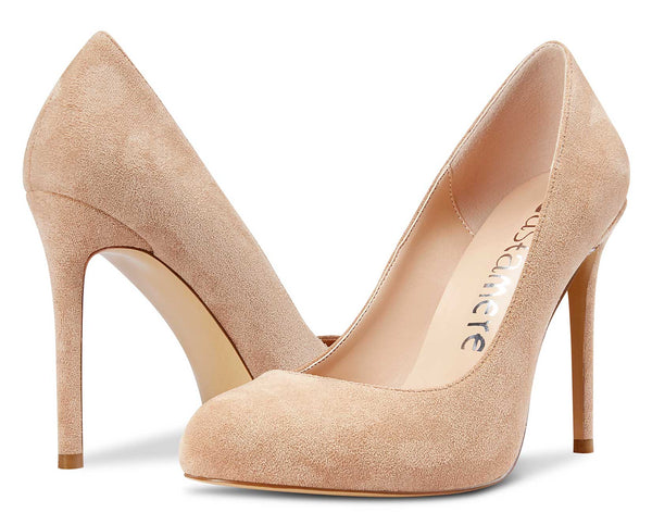 Aachcol Womens Round Toe High Heels Pumps Slip On Stilettos 10CM Heel Bling Suede