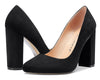Aachcol Womens High Heels Round Toe Pumps Slip-on 10CM Chunky Block Heel Office
