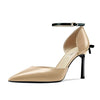 Aachcol Women Stiletto High Heel Pointed Toe Pumps Ankle Strap Two-Piece Bow-Knot Wedding Dress 3.3 Inches Heels Beige