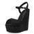 Aachcol Womens Wedge Platform Sandals Peep Open Toe Ankle Strap Block Chunky Heel Suede Dress Shoes Bridal Wedding Shopping Cute Black 6 Inch