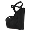 Aachcol Womens Wedge Platform Sandals Peep Open Toe Ankle Strap Block Chunky Heel Suede Dress Shoes Bridal Wedding Shopping Cute Black 6 Inch