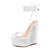 Aachcol Womens High Wedge Platform Heel Peep Open Toe Ankle Strap Sandals Lace Wedding Clear Dress Shoes 5.9 Inches Heels White Transparent