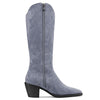 Aachcol Womens Western Cowboy Cowgirl Boots Mid Calf Pull-Up Closed Pointed Toe Block Chunky Heel Zipper Suede Dress Shoes Classic Grey 2.5 Inch