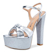 Aachcol Womens High Heel Platform Sandals Slingback Ankle Strap Bow-Knot Sandal Chunky Heel 5.9 Inches