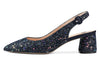 Aachcol Womens Chunky Block Heels Slingback Pumps Slip-on Pointy Toe 5CM Heel Glitter Sandals