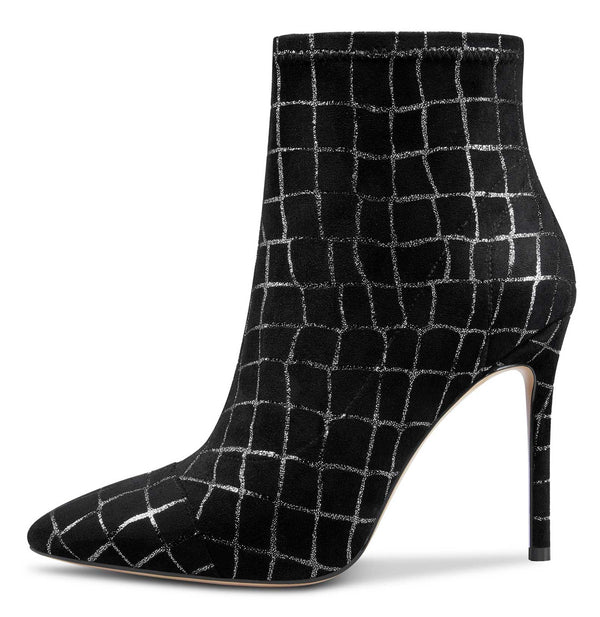 CASTAMERE Women's High Heel Ankle Boots Slip-on Pointed Toe Stretch Boot Stilettos Basic Classic Boots 10CM Heels