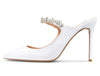 Aachcol Womens Slingback Slip On High Heels Pumps Rhinestones Strappy Pointy Toe 10CM Heel Sandals