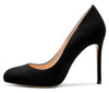 Aachcol Womens Round Toe High Heels Pumps Slip On Stilettos 10CM Heel Bling Suede