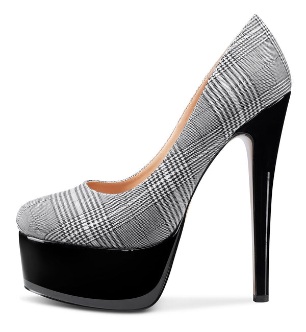 Aachcol Women's High Heels Platform Pumps Slip On Sexy Round Toe Stilettos 5.9 Inches Inch Heel Classic Dress Party Fashion Shoes