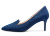 Aachcol Womens Stiletto Mid Heels Office Pumps Pointed Toe Slip-on 6CM Bling Suede
