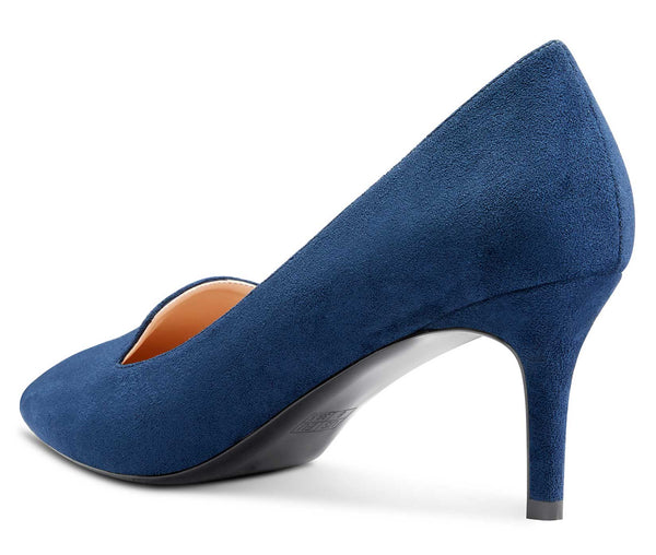 Aachcol Womens Stiletto Mid Heels Office Pumps Pointed Toe Slip-on 6CM Bling Suede