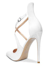 Aachcol Women's High Heels Cross Ankle Strap Pumps Pointed Toe 4.7" Inch Patent Heel Buckle