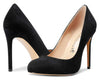 Aachcol Womens Round Toe High Heels Pumps Slip On Stilettos 10CM Heel Bling Suede