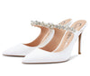 Aachcol Womens Slingback Slip On High Heels Pumps Rhinestones Strappy Pointy Toe 10CM Heel Sandals