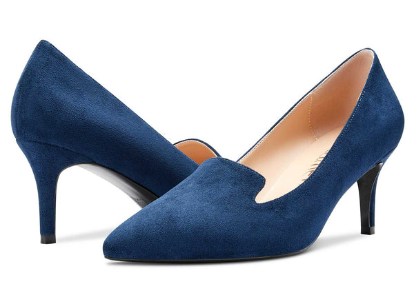 Aachcol Womens Stiletto Mid Heels Office Pumps Pointed Toe Slip-on 6CM Bling Suede