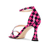 Aachcol Women High Heel Open Toe Sandals Ankle Strap Gladiator Wedding Prom Dress 3.3 Inches Heels Pink Plaid