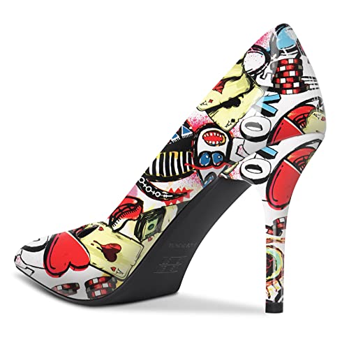Aachcol Womens Pumps Pointed Toe Slip On Stiletto High Heel Patent Dress Shoes Office Multicolor 3.5 Inch