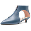 Aachcol Women Low Kitten Heel Pointed Toe Two-Piece Zipper Pumps Wedding Prom 1.2 Inches Heels Cobalt Blue