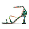 Aachcol Women High Heel Open Toe Sandals Ankle Strap Gladiator Wedding Prom Dress 3.3 Inches Heels Green Pattern