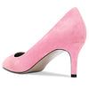 aachool Womens Pumps Pointed Toe High Stiletto Heel Slip On Suede Dress Shoes Classic Pink 2.5 Inch