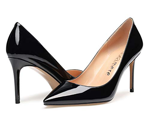 Aachcol High Heels Womens Pointed Toe Slip-on Pumps 8.5CM Heels Patent
