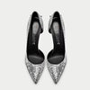Aachcol Gretta Glitter High Heels with Butterfly Bow, Elegant 3.3Inches Metallic Stiletto and Pointed Toe Design for Women Silver