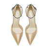 Aachcol Women Stiletto High Heel Pointed Toe Pumps Ankle Strap Two-Piece Bow-Knot Wedding Dress 3.3 Inches Heels Beige