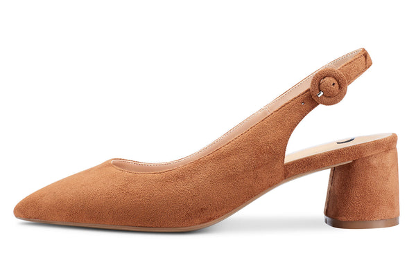 Aachcol Womens Chunky Block Heels Slingback Pumps Slip-on Pointy Toe 5CM Heel Sandals