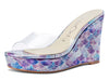 Aachcol Womens High Heels Platform Wedge Sandals Clear Transparent Comfortable Slippers Leather Lining Slip-on Office Shoes 10CM Heel