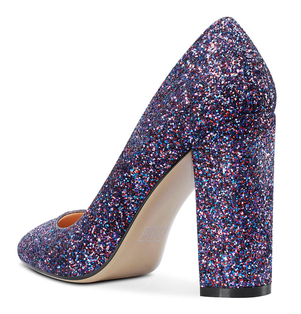 Aachcol Womens High Heels Round Toe Pumps Slip-on 10CM Chunky Block Heel Office
