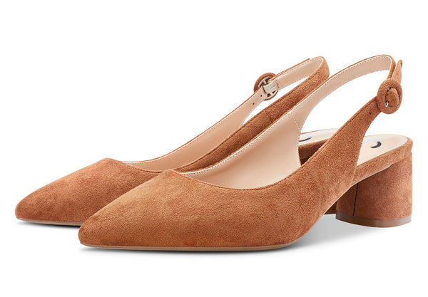 Aachcol Womens Chunky Block Heels Slingback Pumps Slip-on Pointy Toe 5CM Heel Sandals