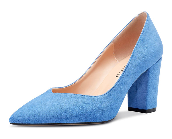 CASTAMERE Chunky Heel Pumps for Women High Heels Pointed-Toe Shoes Dinner Wedding Pump 3 Inch Block Heels