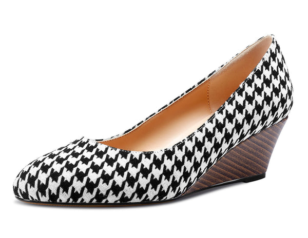 Aachcol Womens Wedge Heels Pumps Comfort Slip-on Round-Toe Basic Pump 2Inch Mid-Heel