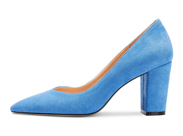 CASTAMERE Chunky Heel Pumps for Women High Heels Pointed-Toe Shoes Dinner Wedding Pump 3 Inch Block Heels