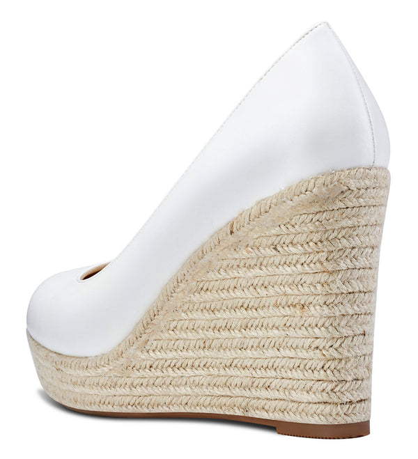 Aachcol Womens High Heels Platform Wedge Pumps Comfortable Leather Lining Slip-on Office Satin Shoes 10CM Heel