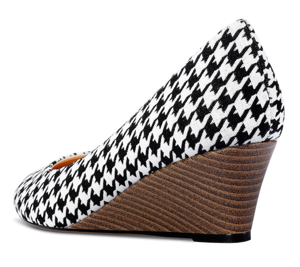 Aachcol Womens Wedge Heels Pumps Comfort Slip-on Round-Toe Basic Pump 2Inch Mid-Heel