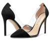 Aachcol Women's High Heels Transparent Clear Pumps Slip On Sexy Pointed Toe Stilettos 4" Inch Suede Heel