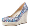 Aachcol Womens High Heels Platform Wedge Pumps Comfortable Leather Lining Slip-on Office Satin Shoes 10CM Heel