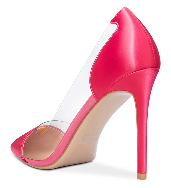 Aachcol Women's High Heels Transparent Clear Pumps Slip On Sexy Pointed Toe Stilettos 4" Inch Red Colorfull Patent Heel