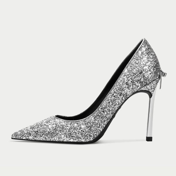 Aachcol Women Stiletto High Heel Close Pointed Toe Slip-on Pumps Bow-Knot Wedding Party Sexy Dress Classic Shoes